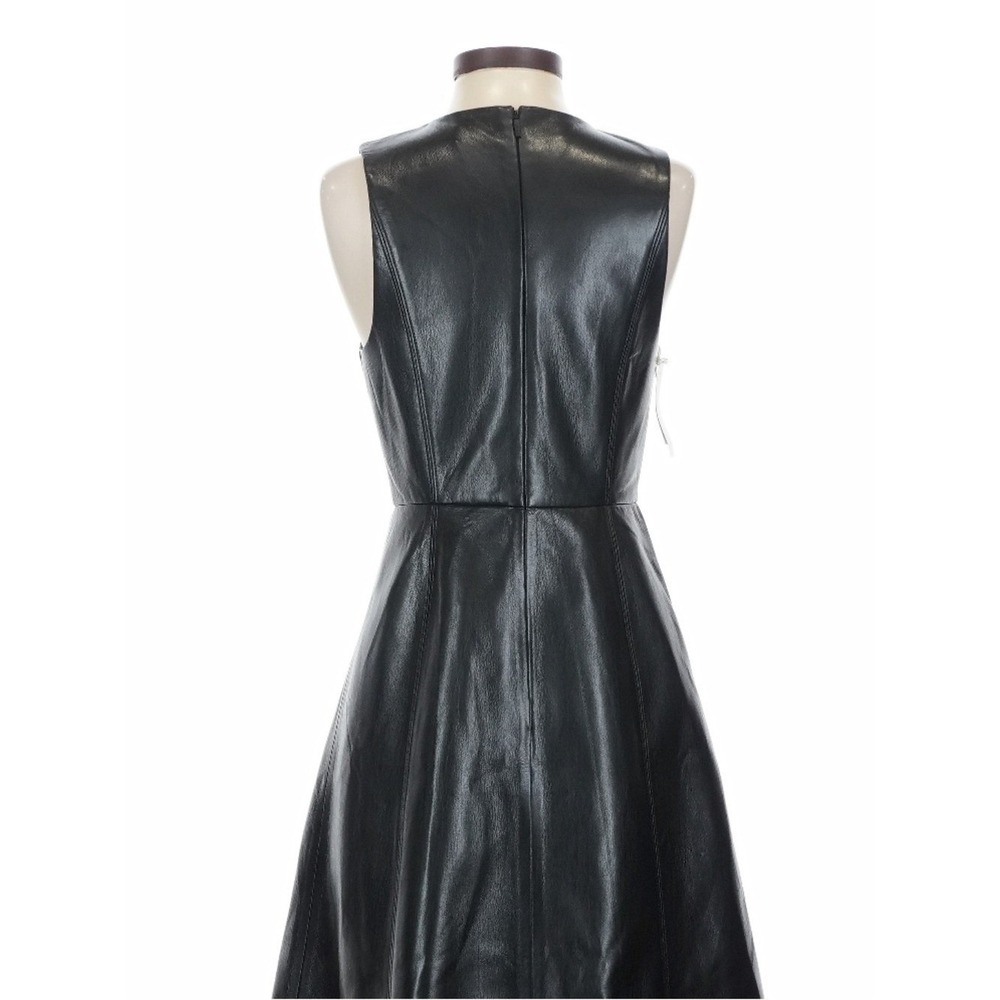 Wilfred Belcanto Black Vegan Leather High-Low Midi Dress Size 4 Minimalist - Picture 7 of 12